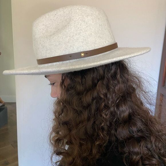 Free People Wythe Felt Hat with Leather Band Cream NWOT - Picture 1 of 6